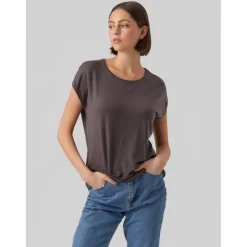 T-shirt Regular Fit Col rond Manches courtes Longueur regular gris en coton