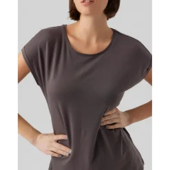 T-shirt Regular Fit Col rond Manches courtes Longueur regular gris en coton