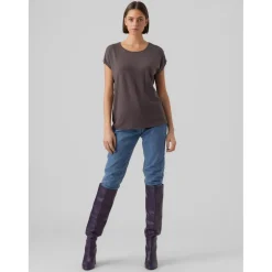 T-shirt Regular Fit Col rond Manches courtes Longueur regular gris en coton
