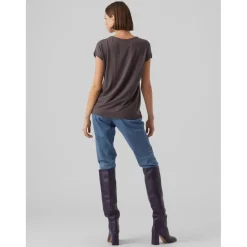 T-shirt Regular Fit Col rond Manches courtes Longueur regular gris en coton