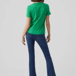 T-shirt Regular Fit Col rond Manches courtes Longueur regular vert en coton Amy