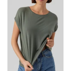T-shirt Regular Fit Col rond Manches courtes Longueur regular vert en coton Fern