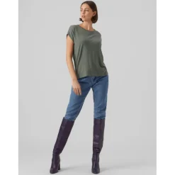 T-shirt Regular Fit Col rond Manches courtes Longueur regular vert en coton Fern