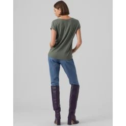 T-shirt Regular Fit Col rond Manches courtes Longueur regular vert en coton Fern