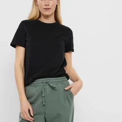 T-shirt Regular Fit Col rond Manches courtes Longueur regular noir en coton Queen