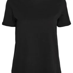T-shirt Regular Fit Col rond Manches courtes Longueur regular noir en coton Queen