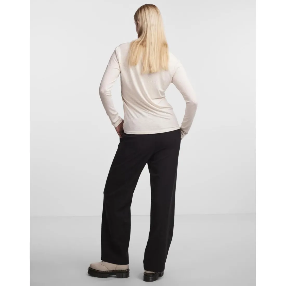 T-shirt regular fit manches longues blanc en viscose