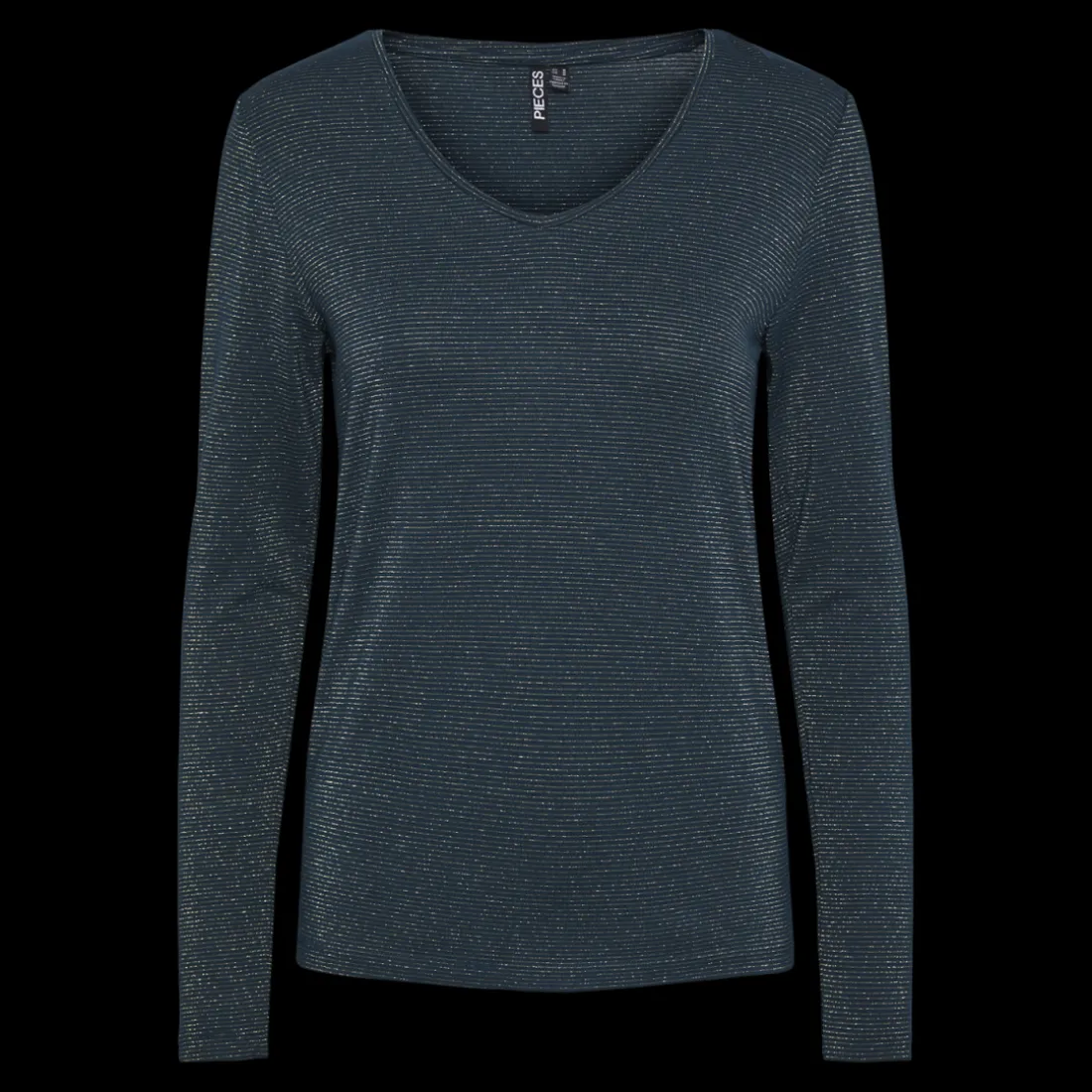 T-shirt regular fit manches longues bleu en viscose