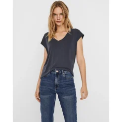 T-shirt Relaxed Fit Col en V Manches courtes Longueur regular bleu Lila