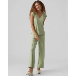 T-shirt Relaxed Fit Col en V Manches courtes Longueur regular vert Uma