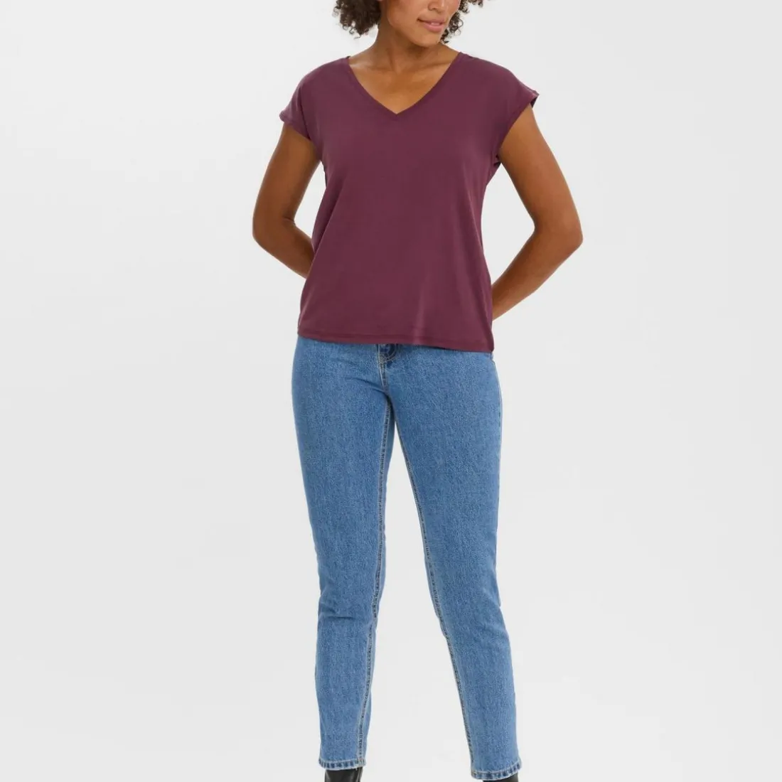 T-shirt Relaxed Fit Col en V Manches courtes Longueur regular violet Vox