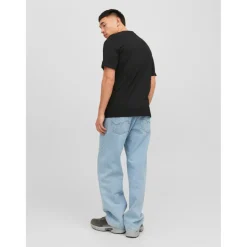 T-shirt Relaxed Fit Col ras du cou Manches courtes Noir en coton Jose