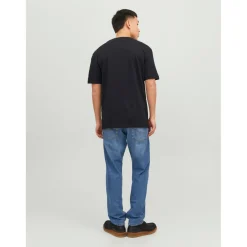 T-shirt Relaxed Fit Col rond Manches courtes Noir en coton Pete