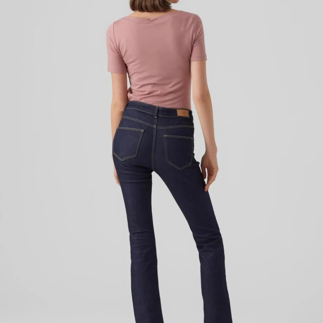 T-shirt Slim Fit Col bateau Manches courtes Longueur regular rose en coton modal