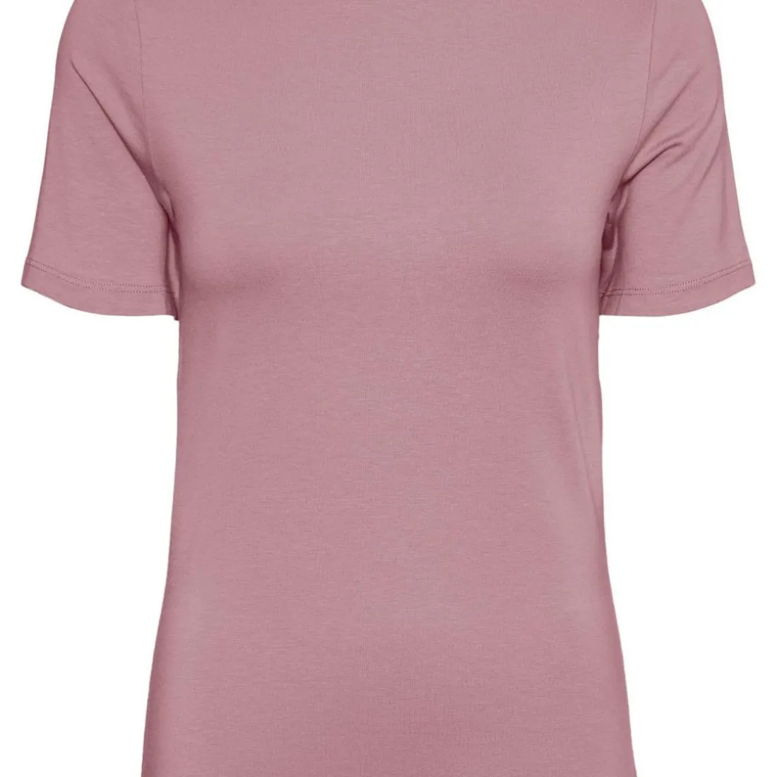 T-shirt Slim Fit Col bateau Manches courtes Longueur regular rose en coton modal