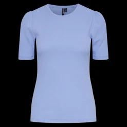 T-shirt slim fit manches courtes bleu en coton Uma