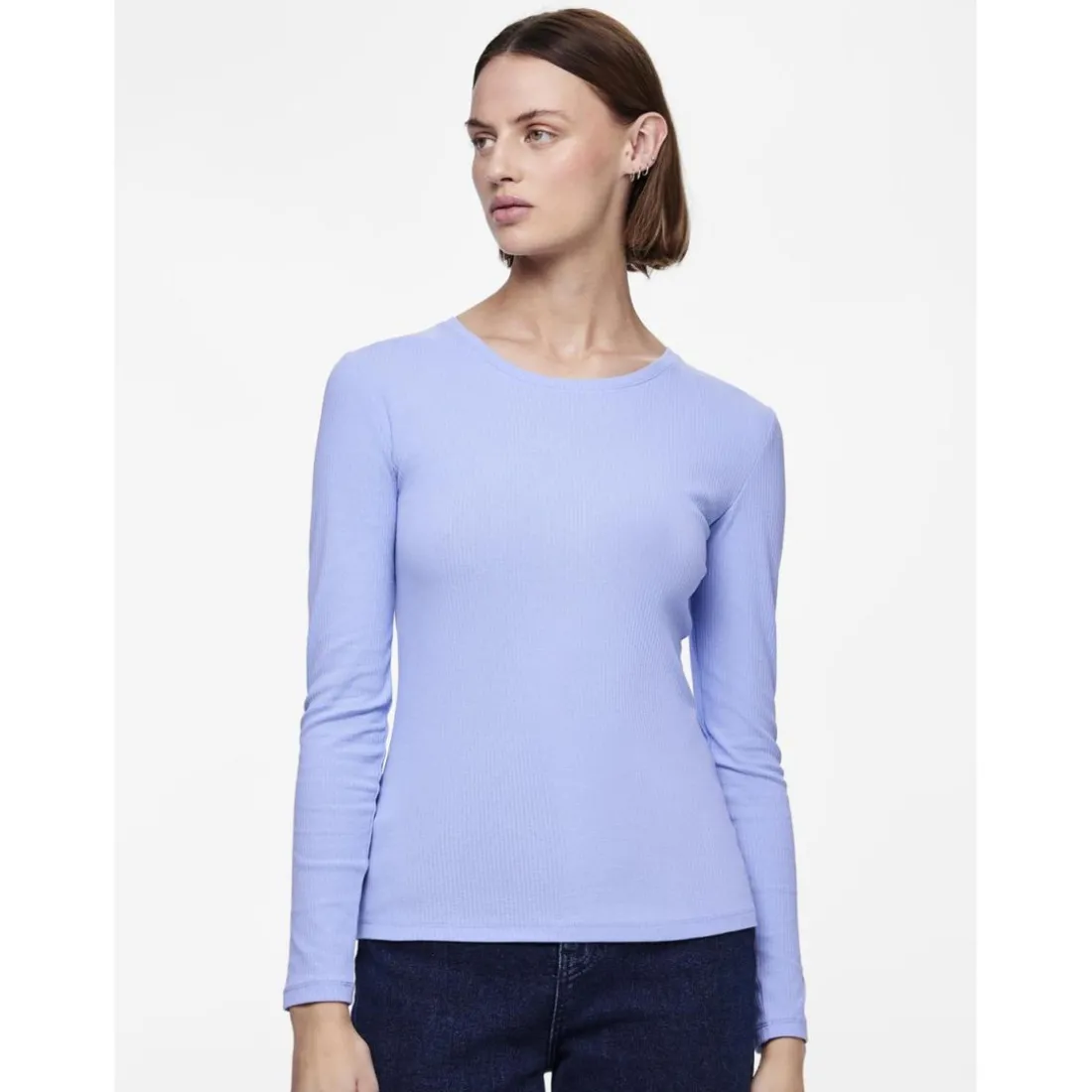 T-shirt slim fit manches longues bleu Emma