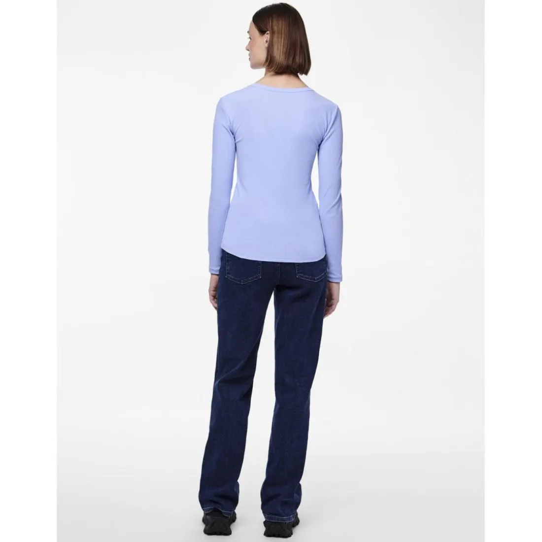 T-shirt slim fit manches longues bleu Emma