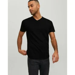 T-shirt Standard Fit Col en V Manches courtes Noir