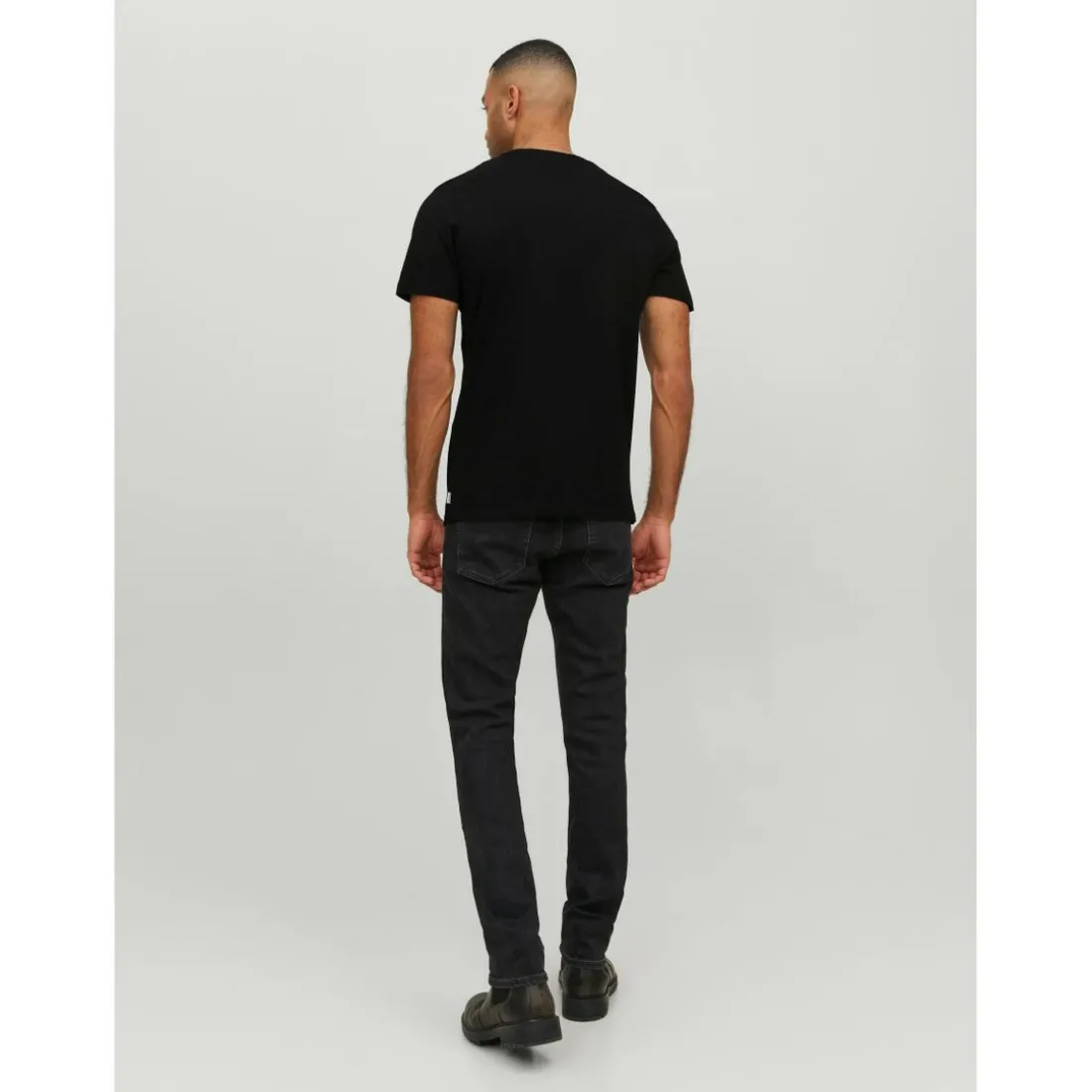 T-shirt Standard Fit Col en V Manches courtes Noir