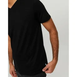 T-shirt Standard Fit Col en V Manches courtes Noir