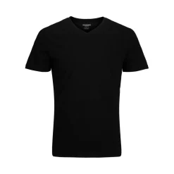 T-shirt Standard Fit Col en V Manches courtes Noir