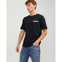 T-shirt Standard Fit Col rond Manches courtes Noir en coton Neal