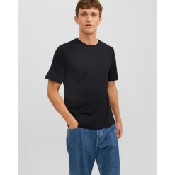 T-shirt Standard Fit Col rond Manches courtes Noir en coton Noah