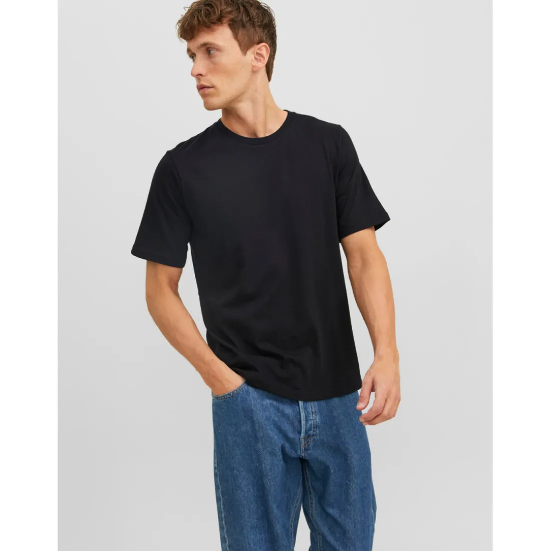 T-shirt Standard Fit Col rond Manches courtes Noir en coton Noah