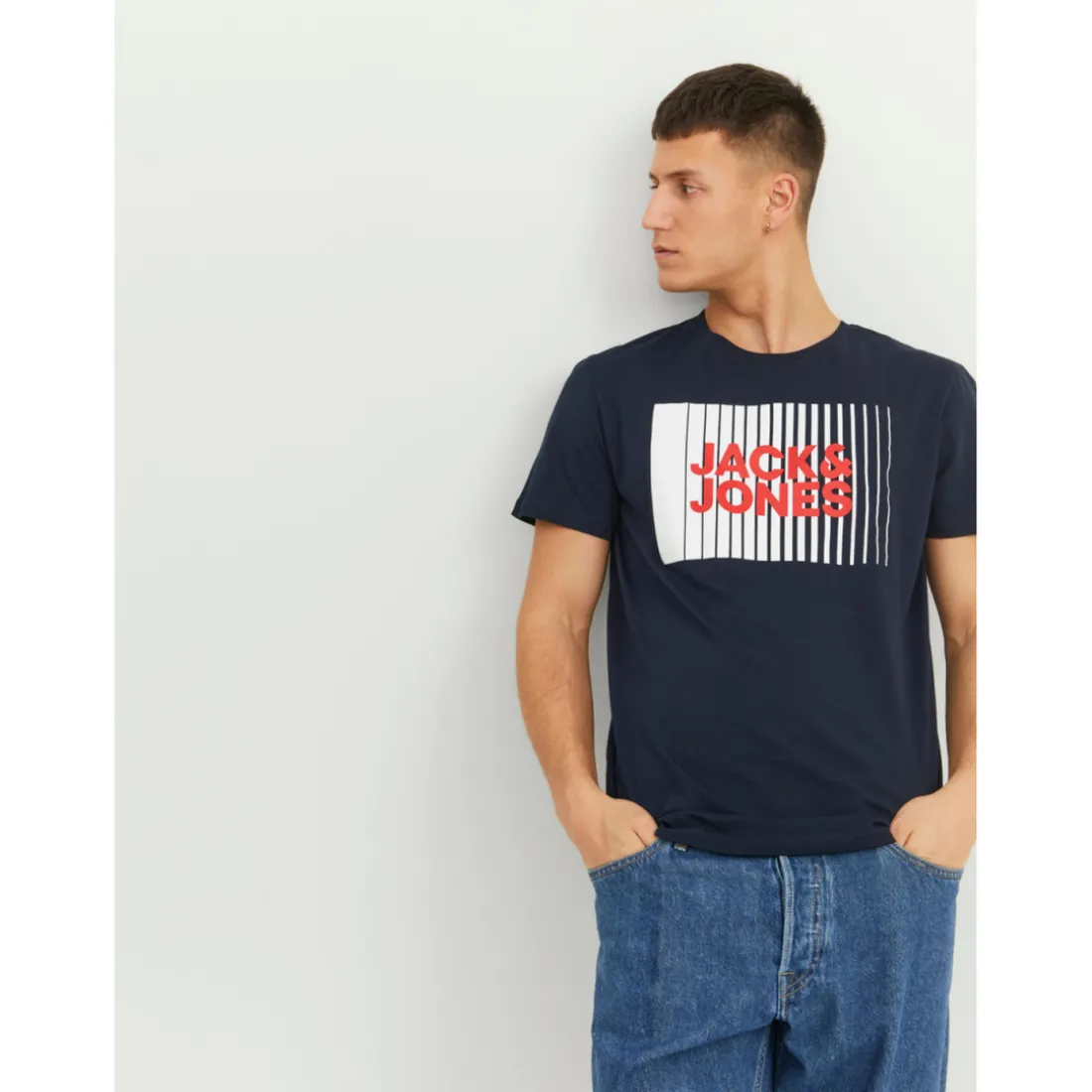 T-shirt Standard Fit Col rond Manches courtes Bleu Marine en coton Harry