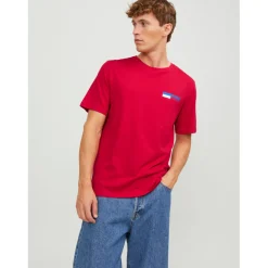 T-shirt Standard Fit Col rond Manches courtes Rouge foncé en coton Ross
