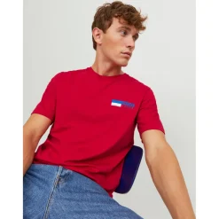 T-shirt Standard Fit Col rond Manches courtes Rouge foncé en coton Ross