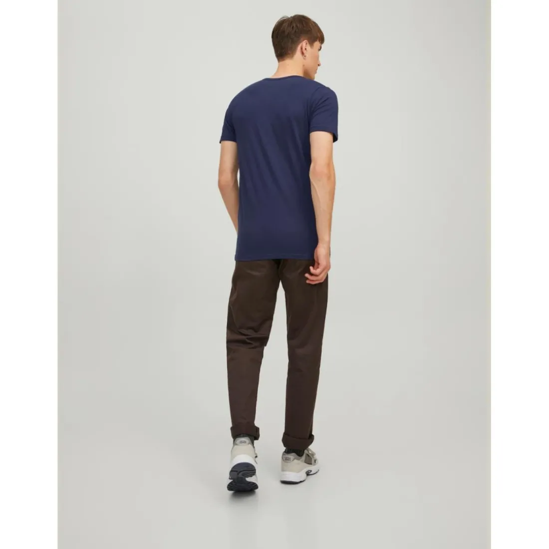 T-shirt Stretch Fit Col en V Manches courtes Bleu Marine