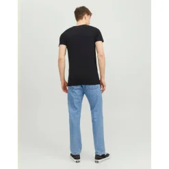 T-shirt Stretch Fit Col rond Manches courtes Noir en coton