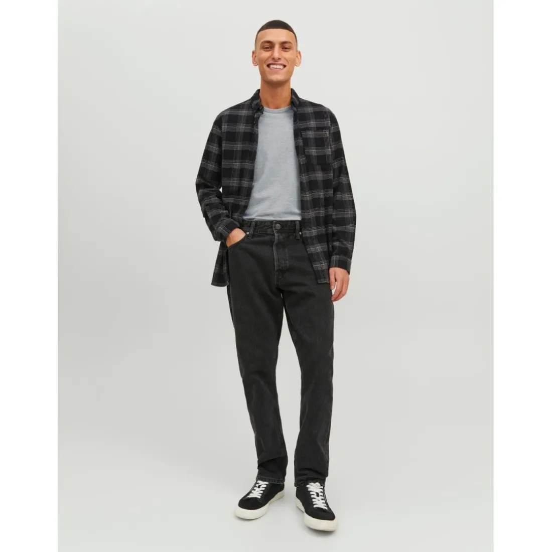 T-shirt Stretch Fit Col rond Manches courtes Gris Clair en coton