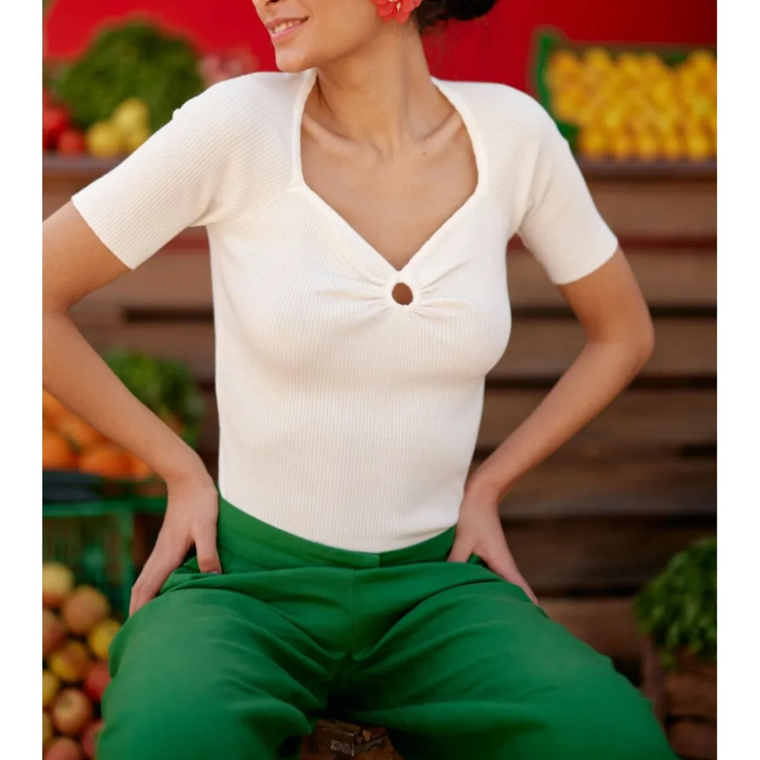 T-Shirt THERESA blanc en viscose