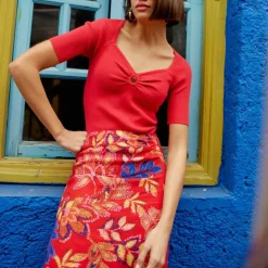 T-Shirt THERESA rouge en viscose