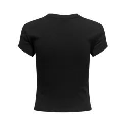 T-shirt tight fit col rond manches courtes noir en coton Alma