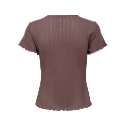 T-shirt tight fit col rond manches courtes rose foncé en coton Gaia