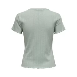 T-shirt tight fit col rond manches courtes vert clair en coton Leah