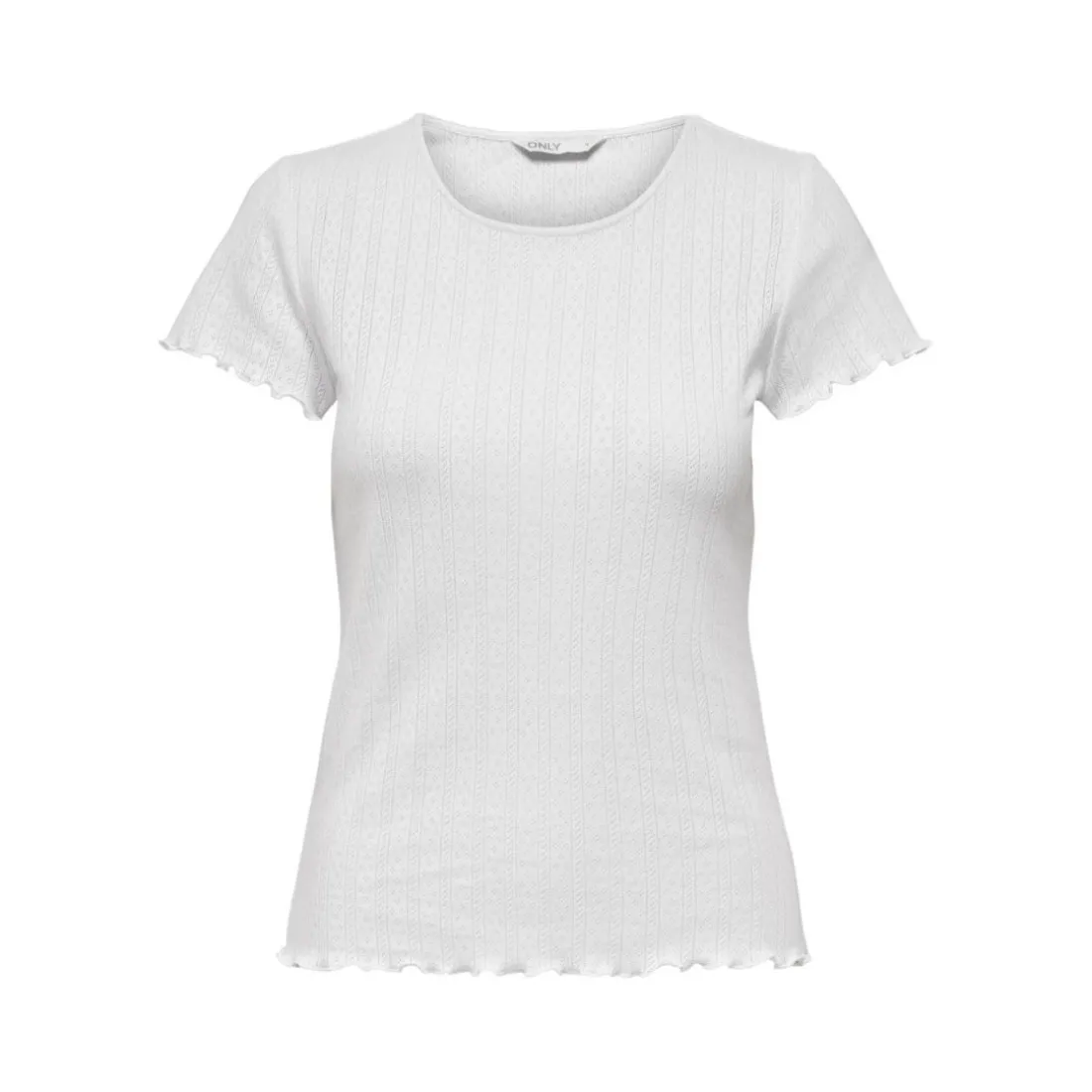 T-shirt tight fit col rond manches courtes blanc en coton Ida
