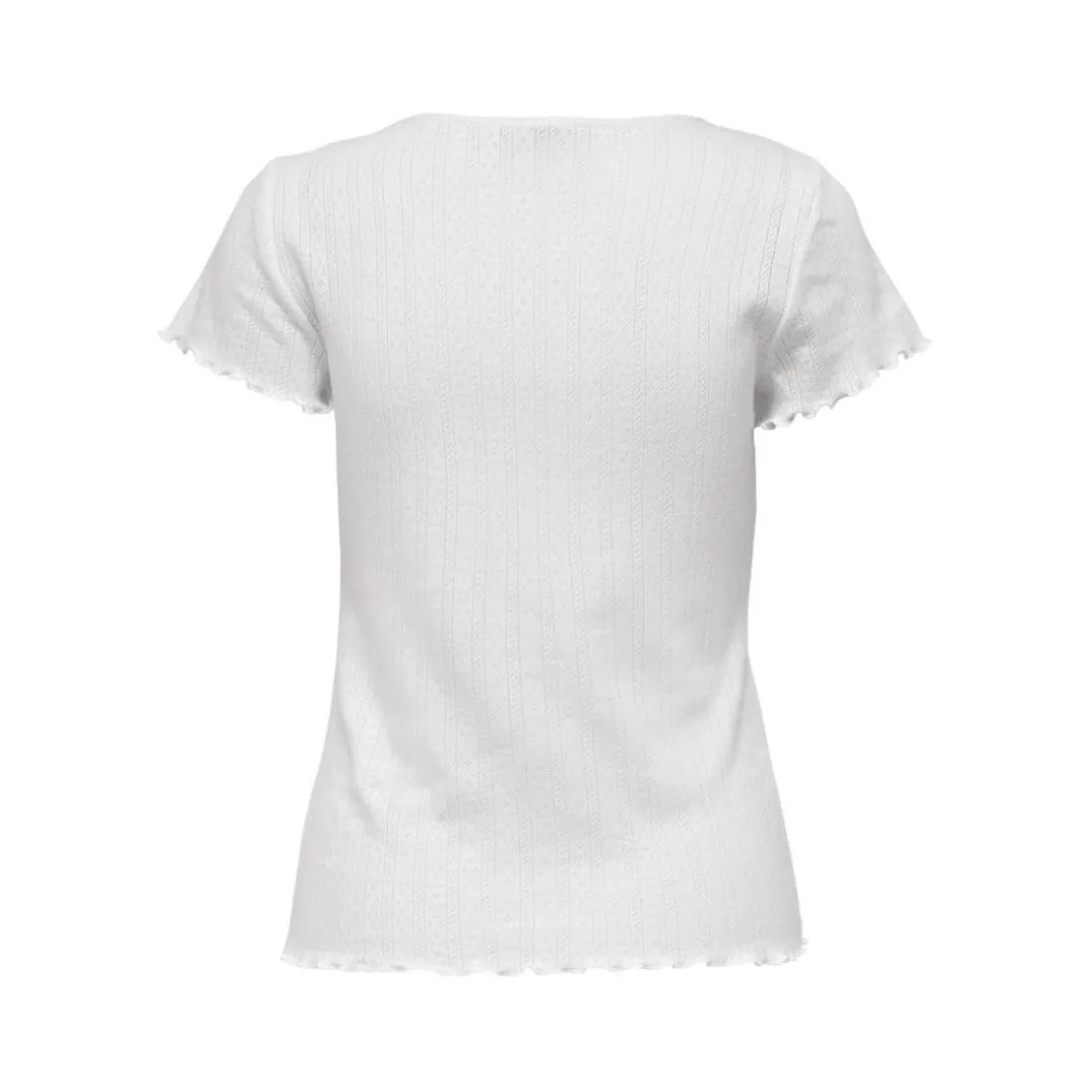 T-shirt tight fit col rond manches courtes blanc en coton Ida