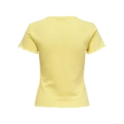 T-shirt tight fit col rond manches courtes jaune en coton Alice