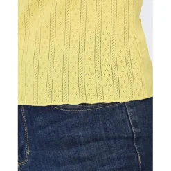 T-shirt tight fit col rond manches courtes jaune en coton Alice