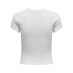 T-shirt tight fit col rond manches courtes blanc en coton Tia