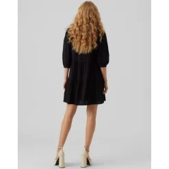 Tunique Regular Fit Col rond Manches 3/4 Court noir en coton