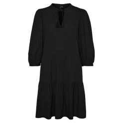 Tunique Regular Fit Col rond Manches 3/4 Court noir en coton
