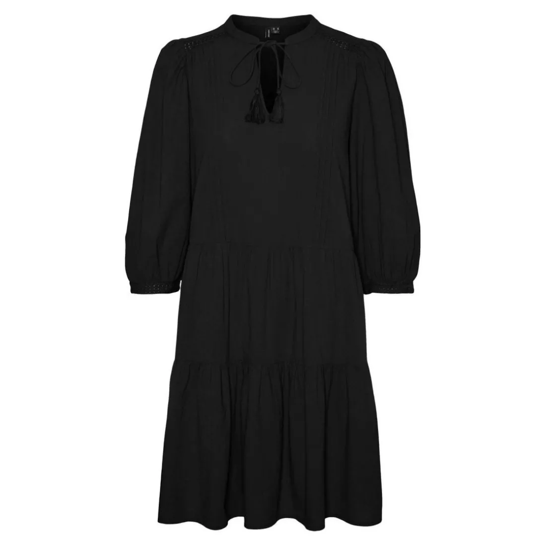 Tunique Regular Fit Col rond Manches 3/4 Court noir en coton
