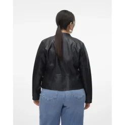 Veste à fermeture en viscose noir Isla