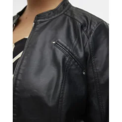 Veste à fermeture en viscose noir Isla
